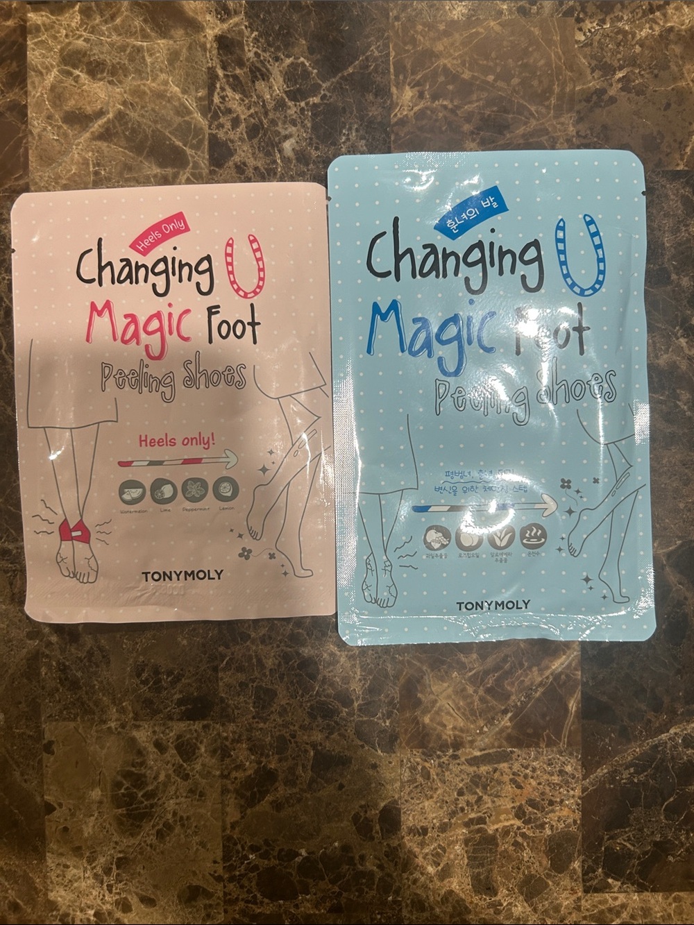 BUNDLE Women’s Skin Care Magic Foot Peeling Socks - Pink and Light Blue